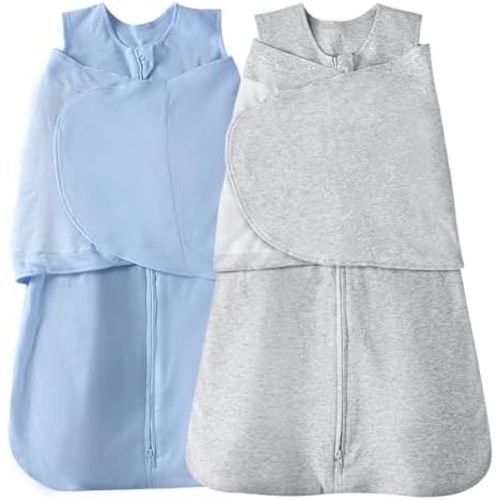 Baby Sleep sack Swaddle,Swaddles 3-6 Months,3-Way Adjustable Wearable Transition Blanket 100% Cotton 2-Piece