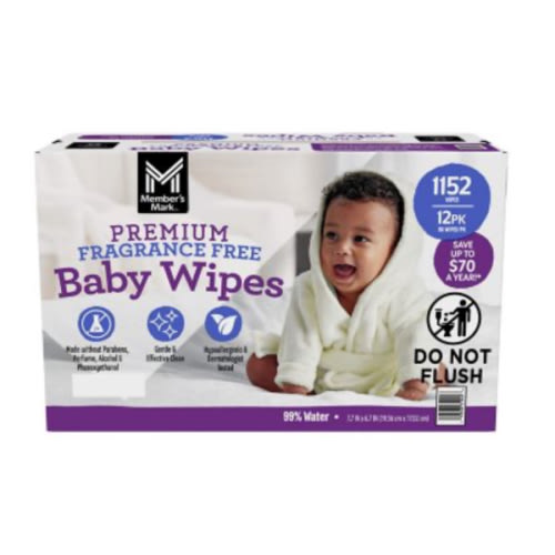 Member's Mark Premium Baby Wipes, Fragrance Free, 12 pk., 1152 Wipes - Sam's Club