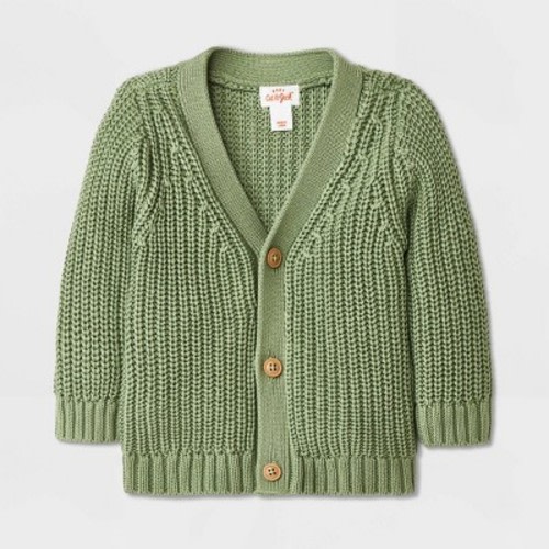 Baby Front-Button Cardigan - Cat & Jack™, Color: Green, Size: 6-9M