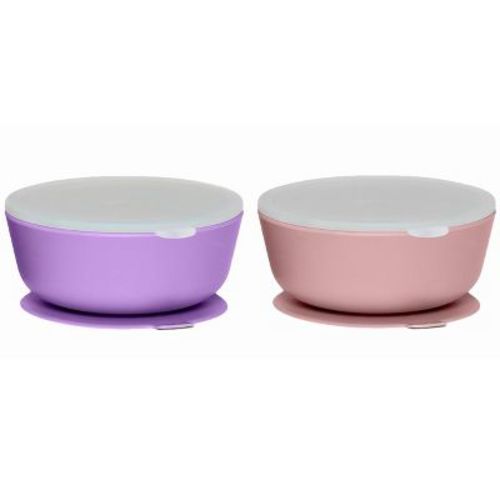 Weesprout Suction Bowls For Baby & Toddlers (set Of 2) - 100% Silicone W/plastic Lid - Leak Proof Feeding Supplies