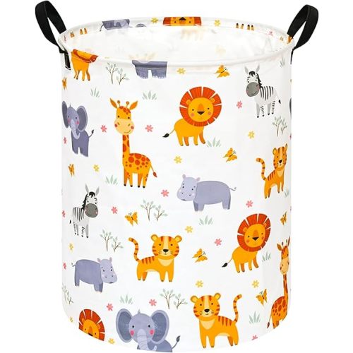 Kids Laundry Hamper Storage Basket Laundry Organizer Hamper Storage Bins Clothes Box Nursery Hamper Gift Basket with Handles (ZOO)