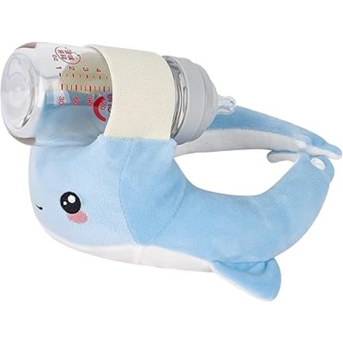 Baby Bottle Feeding Support Pillow, Independent Feeding Pad, Hands-Free Nursing Support (Blue Whale)