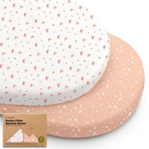 Keababies Organic Bassinet Sheet For Baby Girls, Boys, 2-pack Soothe Bassinet Fitted Sheets, Bedside Bassinet Mattress Sheet (bunnies)