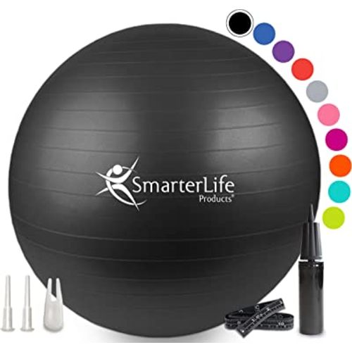 SmarterLife Exercise Ball Yoga Ball for Fitness, Balance, Stability, or Pregnancy, Gym Ball for Core Workout, Physical Therapy, Yoga Ball Chair for Office, Anti-Slip Anti-Burst