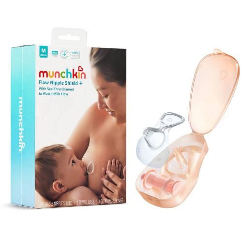 Munchkin Flow Breastmilk and Latch Monitor, Nipple Shield for Newborn with See-through Channel to Check Milk Flow, 20mm