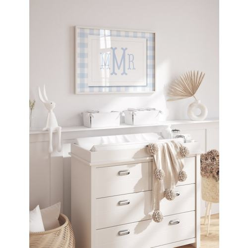 Blue Gingham Wall Art for Nursery Printed Monogram Boy Room Decor Baby Boy Nursery Grandmillenial Boys Room Blue Fishtail Monogram - Etsy