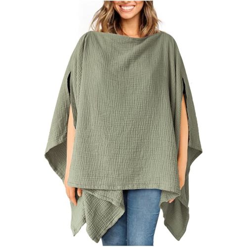 Muslin Nursing Cover for Breastfeeding - 100% Cotton (Fog Green)