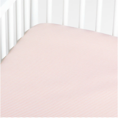 Baby's First Pink Stripe Organic Cotton Jersey Baby Crib Fitted Sheet