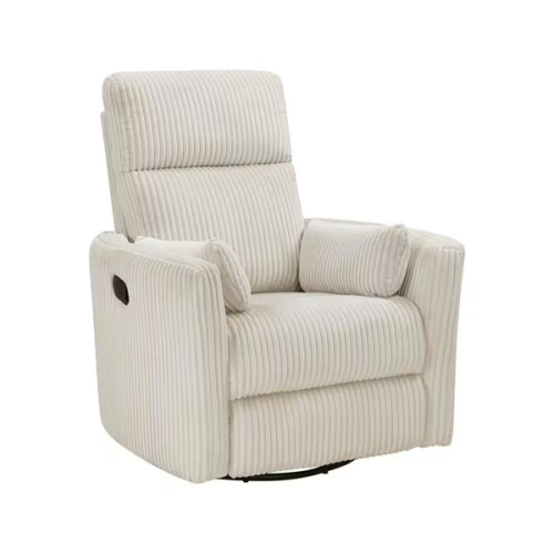 Turbo Beige Corduroy Fabric Manual Swivel Glider Recliner