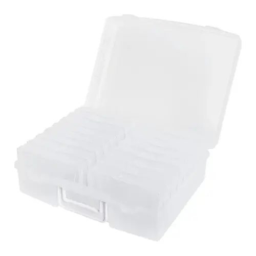 novelinks Clear 4" x 6" Photo Organizer with Handle – 16 Transparent Inner Photo Storage Cases, Portable Picture Keeper & Craft Supply Box – Holds 1600 Photos-Transparent