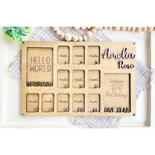Baby First Year Picture Frame, Personalized Baby Photo Frame, Photo Collage, Personalized Photo Frame, Monthly Milestone for Baby