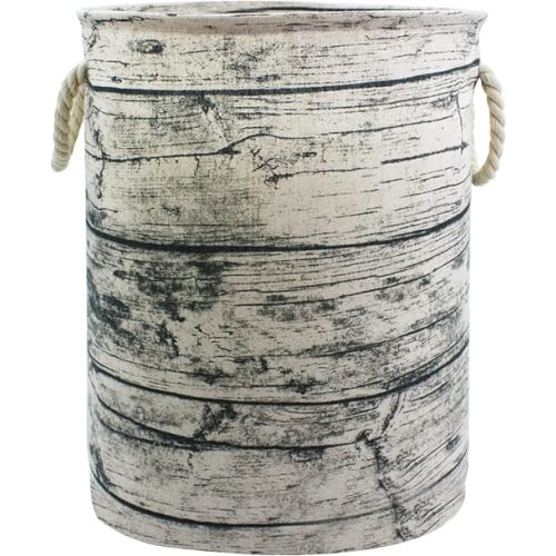 Mziart Unique Tree Stump Large Laundry Basket Bag with Rope Handles, Collapsible Wood Grain Waterproof Laundry Hamper Stylish Storage Basket Bin Organizer for Toys Clothes Kids Bedroom Nursery