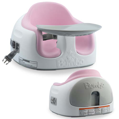 Bumbo Multi-Seat Portable Baby and Toddler Eating High Chair/Booster with Tray, Cradle Pink