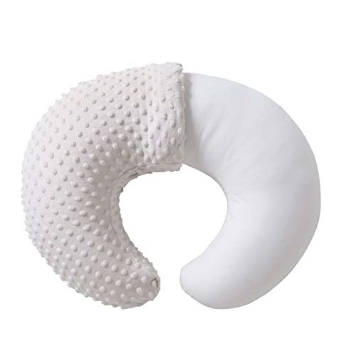 QUENESS Nursing Pillow and Positioner, Breastfeeding, Bottle Feeding, Baby Sitting Support with Removable Ultra Soft Cover, Tummy Time Support for Baby Boys and Girls (Beige)