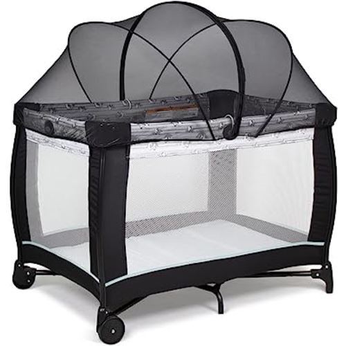 Beberoad Love Pack N Play Tent Cover Mosquito Net with 2-Way Zipper for Travel Crib/Playpen (Black)