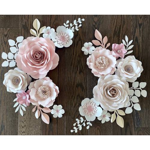 Blush Pink Paper Flower Set, Nursery Paper Flower Wall Decor, Baby Girl Nursery Flowers, Paper Flowers, Nursery Paper Flowers, wall flowers
