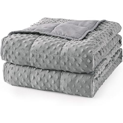 Mr. Sandman Weighted Blanket for Adults Queen, Minky Dots Heavy Blanket for Woman,Man Sleeping/Calm, Soft, Cozy and Cooling Weighted Throw Blankets, Machine Washable, 60 x 80in, 15 Pounds, Grey