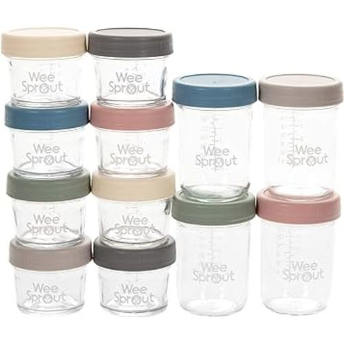 WeeSprout Glass Storage Jars 2022 (4 Ounce, 8 Ounce, Matte Variety)