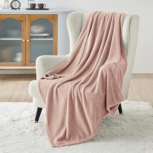 Bedsure Fleece Blanket Twin Size Dusty Pink - 300GSM Lightweight Plush Fuzzy Cozy Soft Warm Blanket for Bed, Sofa, Couch, Travel, Camping, 60x80 inches