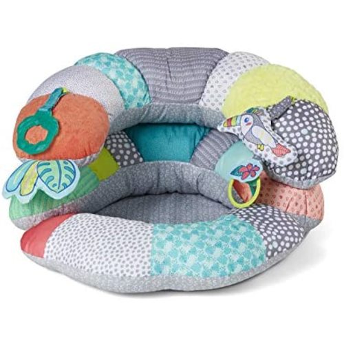 Infantino 2-in-1 Tummy Time & Seated Support - Pillow Support for Newborns and Older Babies, with Detachable Support Pillow and Toys, for Development of Strong Head and Neck Muscles - Toucan