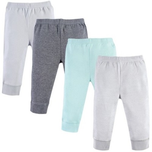 Luvable Friends Baby and Toddler Cotton Pants 4pk, Light Gray Stripe, Size: 3-6 months