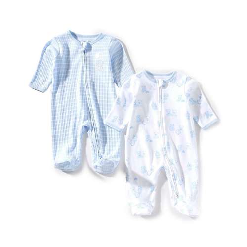 Little Me Baby Boy Long Sleeve Joyful Bears Printed Footie 2-Pack Set