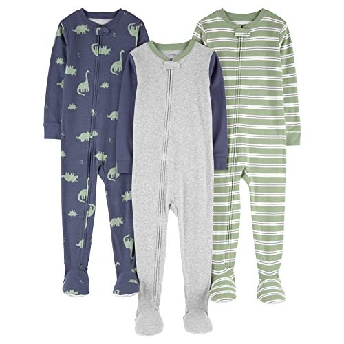 Simple Joys by Carter's baby-boys 3-pack Snug Fit Footed Cotton Pajamas
