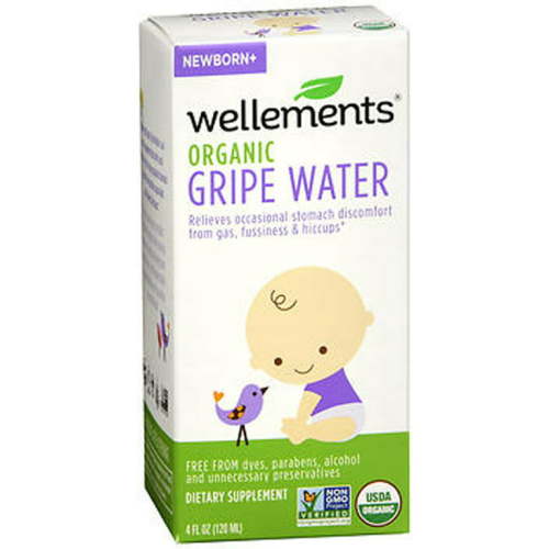 Wellements Organic Baby Gripe Water, Infant Gas Drop Relief, Newborn Stomach Comfort Supplement, 4 fl oz