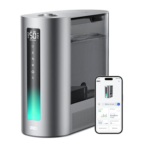Dreo 6L Humidifiers for Bedroom, Smart Warm & Cool Mist for Large Room, 60Hr Quiet Runtime Ultrasonic Oil Diffuser for Baby, Plant, Humidity Sensor, Indicator Light, 12H Timer, Google/Alexa, HM713S