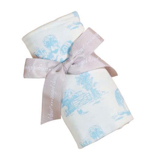 Farm Toile Swaddle Blue