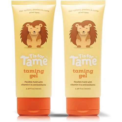 T is for Tame Taming Gel - Boys & Girls Baby Hair Styling Gel for Frizz Control, Flyaways - Natural Toddler, Kids Hair Tamer, Flexible Hold, 3.38fl oz, 2 Pack