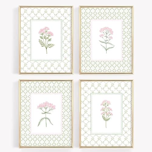 Nursery Girl Floral Wall Art Wildflower Baby Room Canvas Wall Decor Pink Green Flower Prints Poster Watercolor Pastel Botanical Picture Painting Nursery Artwork for Girls Bedroom 12x16x4 Inch Unframed
