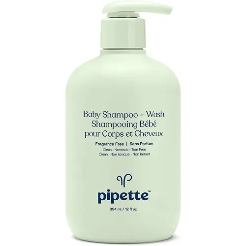Pipette Baby Shampoo and Body Wash - Fragrance Free, Tear-Free Bath Time, Hypoallergenic, Moisturizing Plant-Derived Squalane, New Formula, 11.8 fl oz