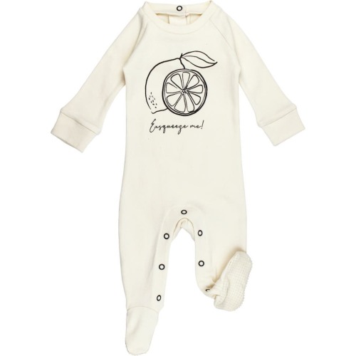 Baby Organic Cotton Graphic Zip Footie, Buttercream Lemon