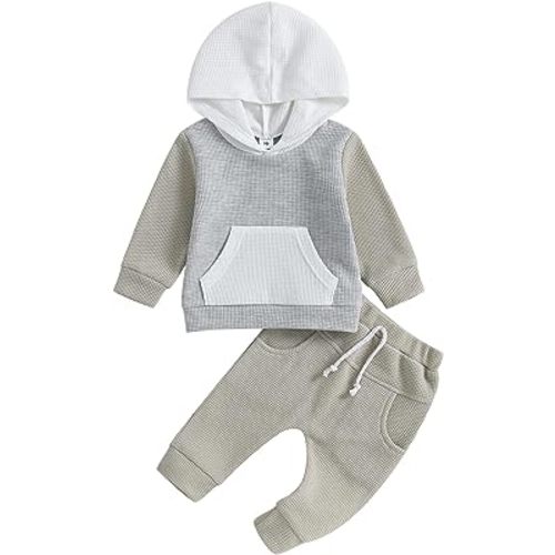 Baby Boy Clothes Set Color Block Long Sleeve Hooded Sweatshirt Pant Sweatsuit Infant Fall Winter Outfits