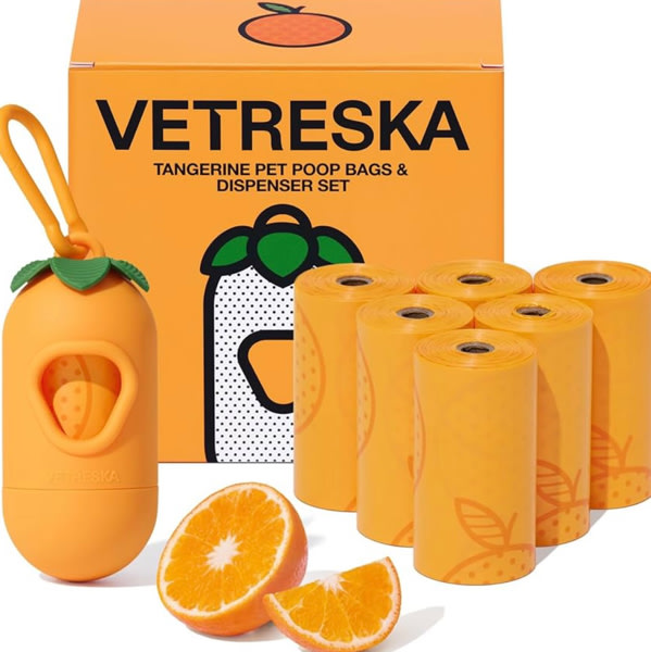 VETRESKA Dog Poop Bags Dispenser with Citrus Scented Waste Bags