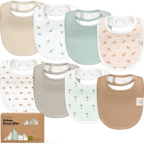 8-Pack Organic Baby Bibs for Boys, Girls - Soft Cotton Drooling and Teething Bibs for Baby Girl & Boy, Extra Absorbent, Easy to Clean & Put On for Toddler, Newborn, Infant 0-24 Months (Roarsome)