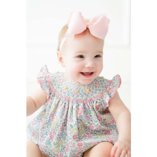 Yellow, Pink and Green Floral Smocked Birdie Bubble