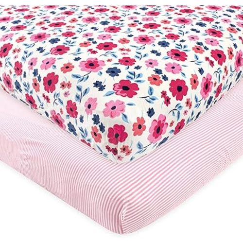 Touched by Nature Unisex Baby and Toddler Organic Cotton Crib Sheet, Garden Floral, One Size