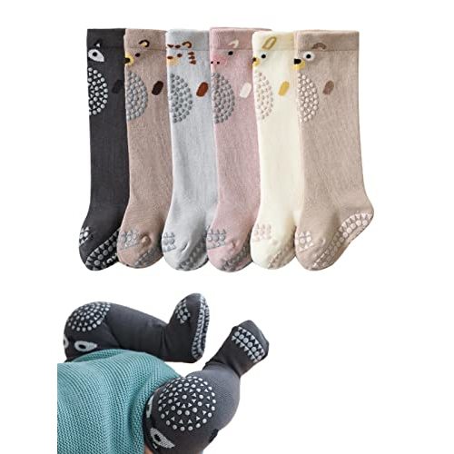 Toddlers Knee High Socks Girl Boy Non Slip with Grips Anti Skid Socks Newborn Infant Indoor Floor Crawling Tube Stockings