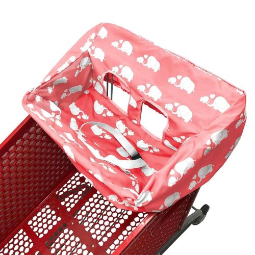 Portable Shopping Cart Cover | High Chair and Grocery Cart Covers for Babies, Kids, Infants & Toddlers ✮ Includes Free Carry Bag ✮ (Simple Pink Elephant)