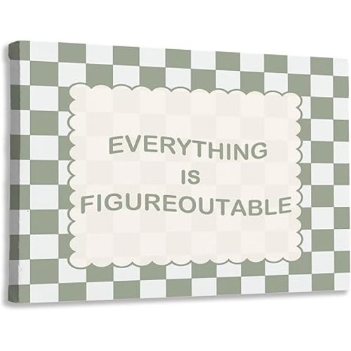 FTKBGHY Everything Is Figureoutable Inspirational Canvas Wall Art Framed, Kids Room Decor, Positive Affirmations Poster Prints Wall Decorations for Toddler Kids Bedroom Nursery Playroom, 14x11 Inch