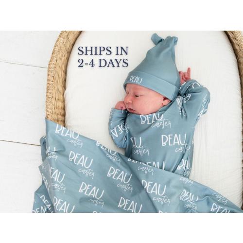 Baby Swaddle Set with Hat Newborn Name Blanket Custom Name Newborn Gift for Girl Nursery Bundle Infant Wear Photography Prop Baby Shower