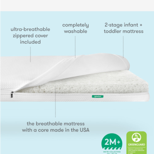 Newton Baby Essential Crib Mattress - Safe, Ultra-Breathable & Machine Washable Infant Crib Mattress, Removable Cover, Thick Cushion - White