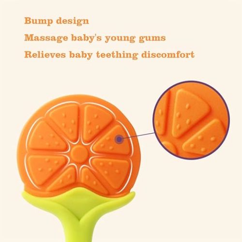 Baby Teething Toys - Natural Organic Freezer Safe Teether Set with Pacifier Clip for 3 to 12 Months Babies, Soft Silicone Fruit Teethers Toys, Infant and Toddler(5 Pack)