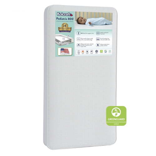 Kolcraft Pediatric 800 Extra Firm Baby Crib & Toddler Mattress, 80 Coil, Waterproof, Ecru