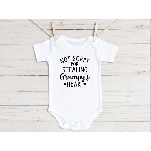 Not Sorry For Stealing Grampy's Heart Baby Onesie®, Grandpa Baby Onesie®, Grampy Baby Onesie®, Grandfather Baby Onesie®, Best Papa Ever