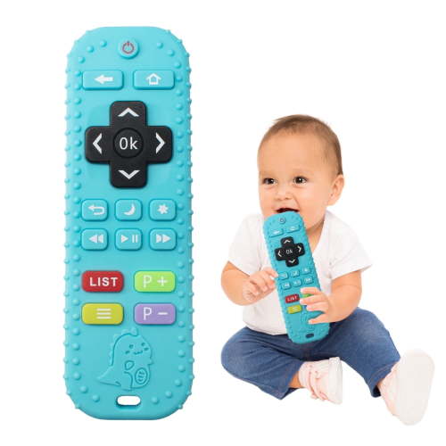 Oulastool Soft Silicone Baby Teething Toys with Remote Control Shape, TV Remote Relief for Infant Toddlers, BPA Free - Blue