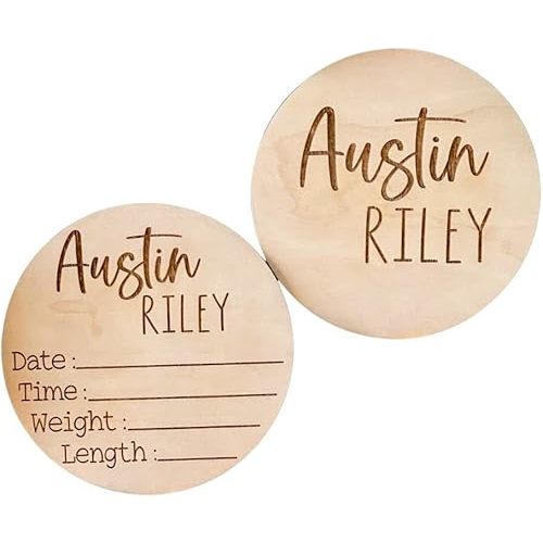 Personalized Newborn Name Announcement Sign for Hospital - Double Sided - Wood Birth Announcement Sign - Name Baby Announcement Sign Customized Gender Neutral (Double Sided)