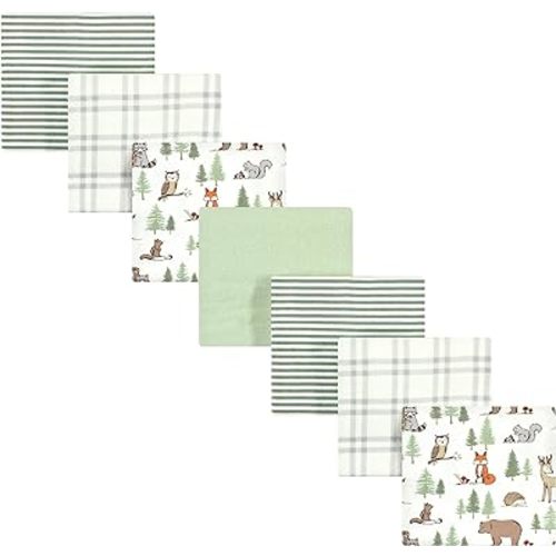 Hudson Baby Unisex Baby Cotton Flannel Receiving Blankets Bundle, Forest Animals, One Size